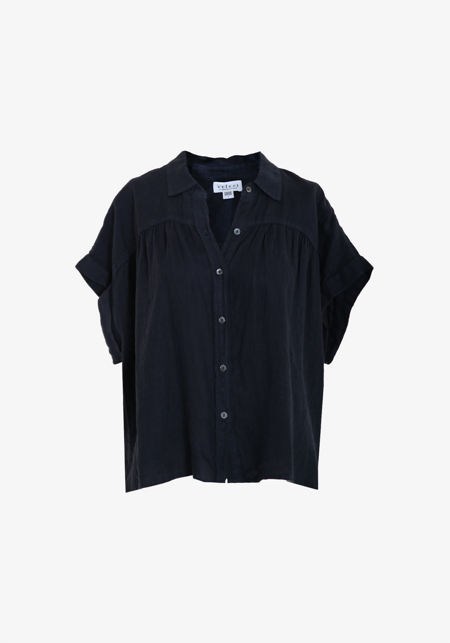Aria Linen Top- Shadow