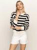 Open Knit Bomber-Black Stripe