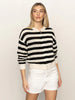 Open Knit Bomber-Black Stripe