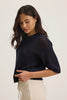 Vienna Cashmere Mesh Sweater- Navy