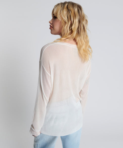 Amity Sheer Rib Knit Top - Off White – a kind heart