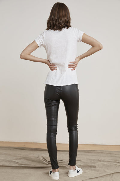 Textured Vegan Leather Kohl Black Legging - Designer clothes shop