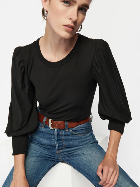 Loren Peasant Tee - Jet Black