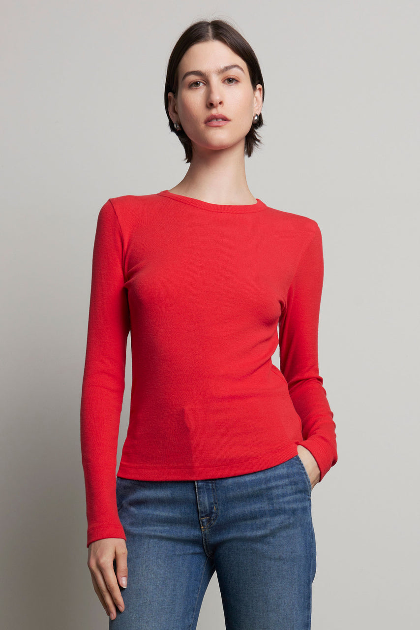 Camino Modal Rib L/S Top- Ruby