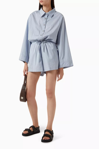 Freja Playsuit - Blue Pinstripe