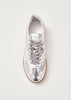 Rife Shimmer Silver Cream Leather Sneakers