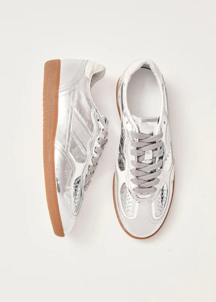 Rife Shimmer Silver Cream Leather Sneakers