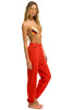 5 Stripe Women's Sweatpant- Red Neon Rainbow