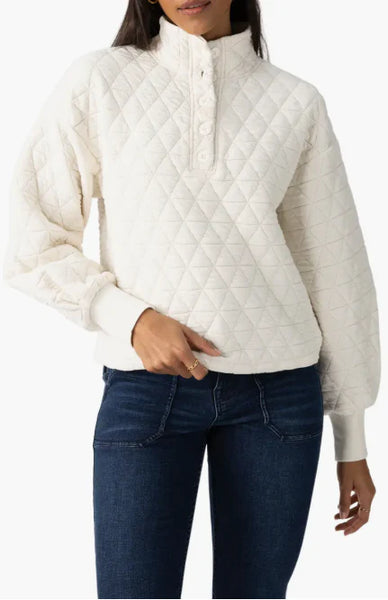 Quilted Button-Up Popover- Chalk