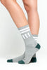 111 Crew Sock- Heather Grey/White/Green