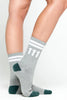 111 Crew Sock- Heather Grey/White/Green