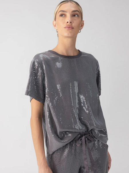 Perfect Sequin Top - Gunmetal