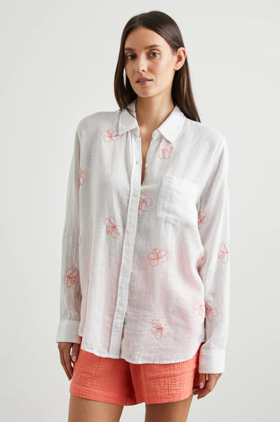 Charli Shirt-Hibiscus Embroidery
