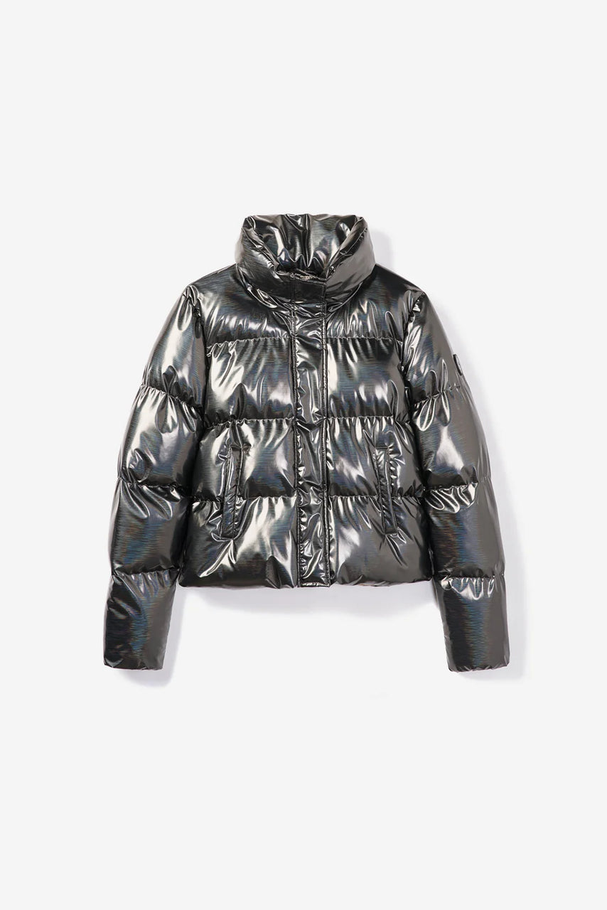 Shiny cropped 2025 bubble jacket