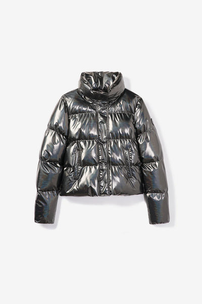 Coco-H Cropped Puffer- Holographic Gunmetal