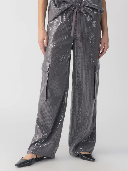 Pull-On Sequin Pant - Gunmetal