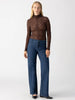 L/S Textured Mock Knit Top- Brown Sugar