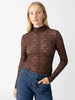 L/S Textured Mock Knit Top- Brown Sugar