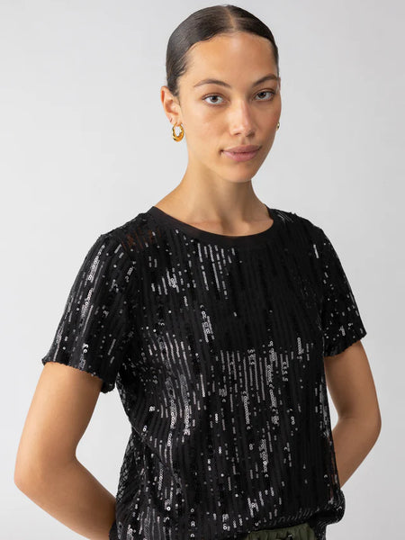 Perfect Sequin Tee- Black