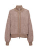 Boucle Knit Bomber Jacket- Feather