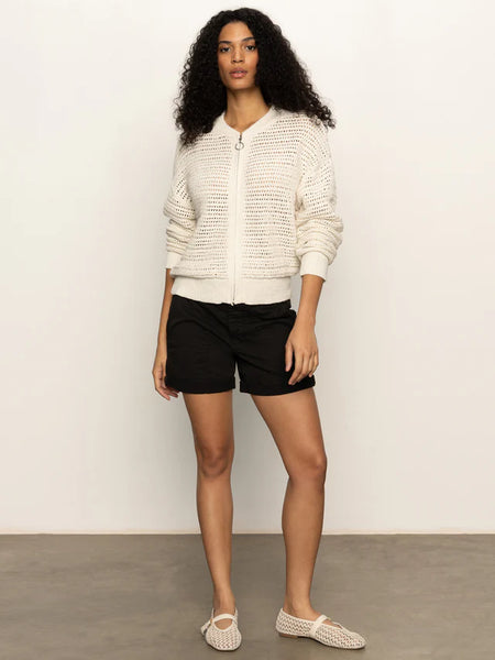 Open Knit Bomber-Chalk
