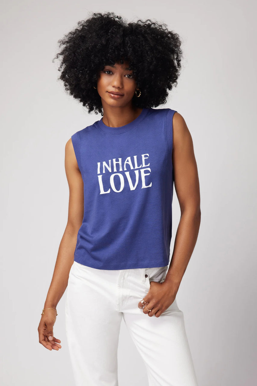 Inhale Love Irina Muscle Tank- Indigo