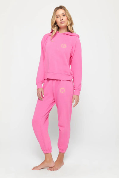 Sun Smiley Luna Sweatpant - Wildflower Pink