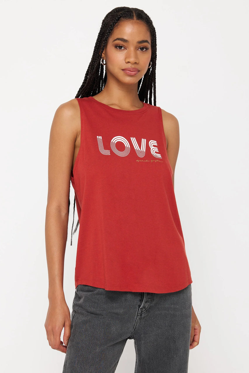 Love Lines Jade Muscle Tank - Redstone