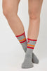 Love Stripe Crew Sock - Heather Grey