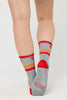 Love Stripe Crew Sock - Heather Grey