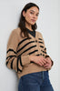 Geneva Cardigan- Camel Black Stripe