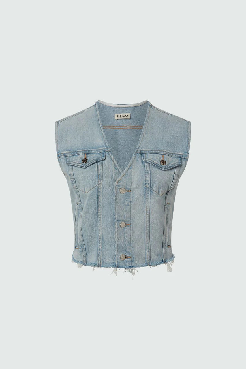 Hollis Denim Vest - Sea Foam