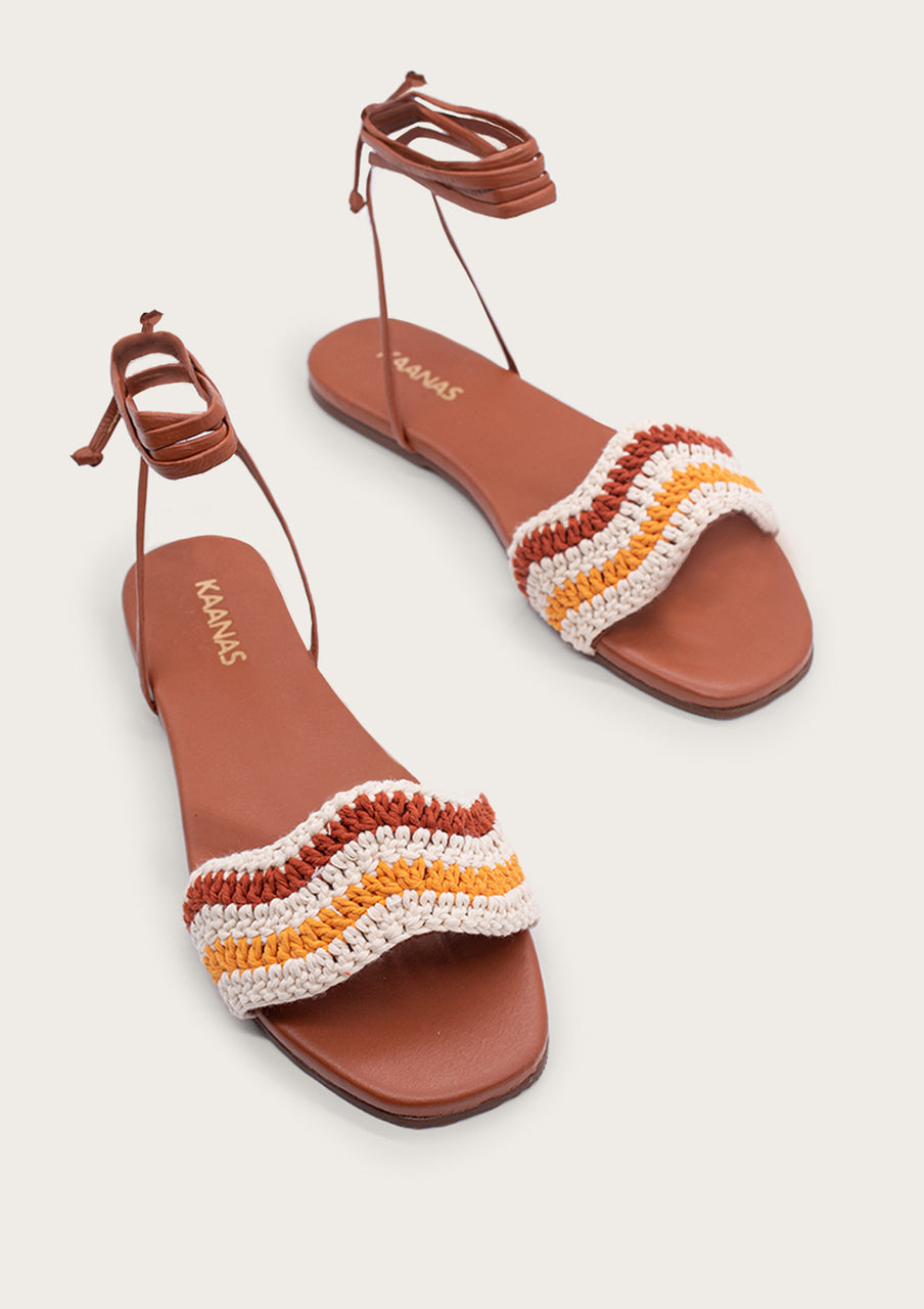 Lantana Crochet Flat - Brandy