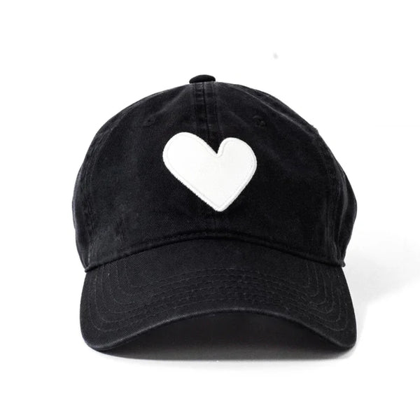 Heart Patch Baseball Hat - Black/White