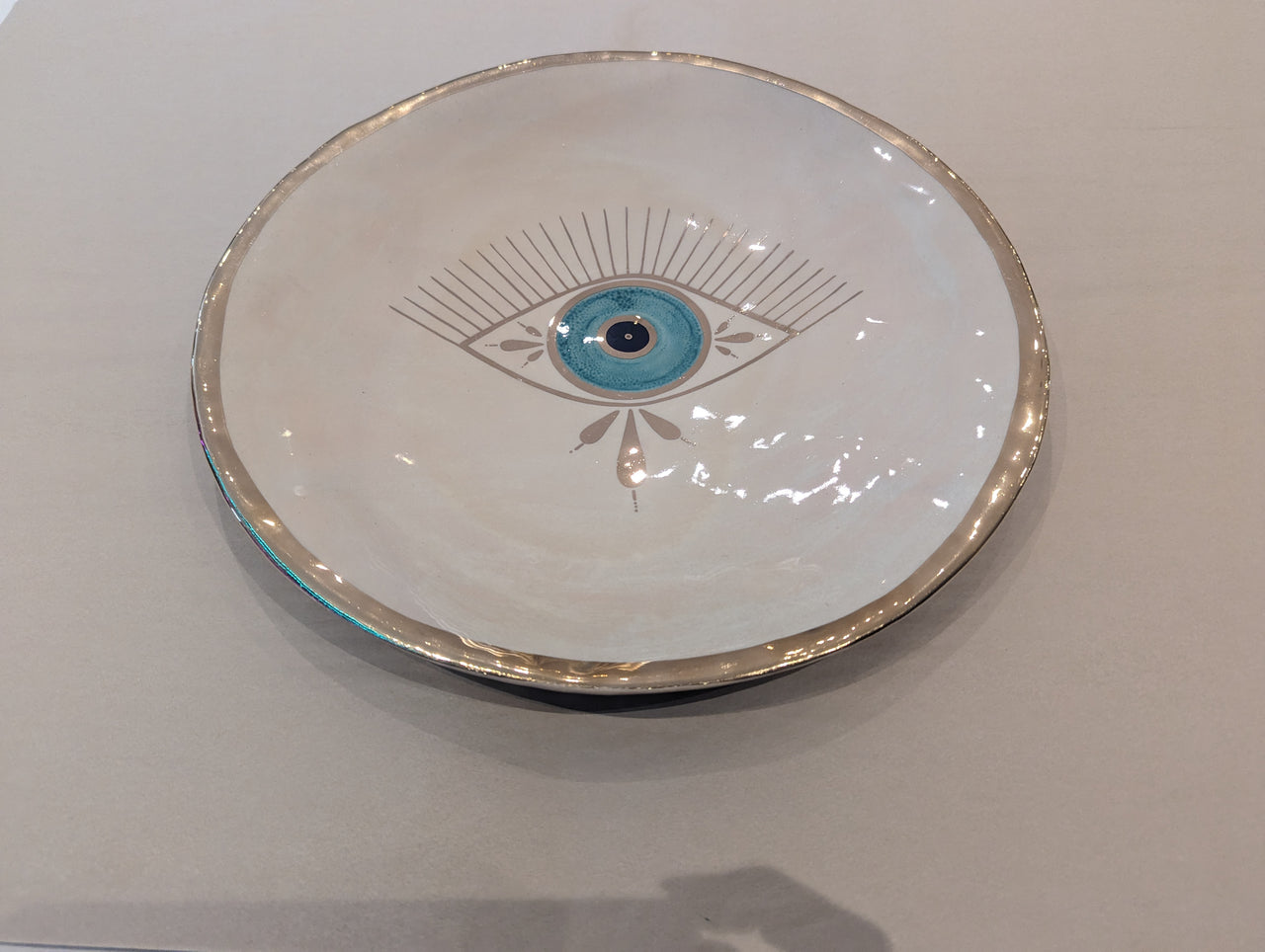 Evil Eye Plate - Gold Eye Plate Size 6