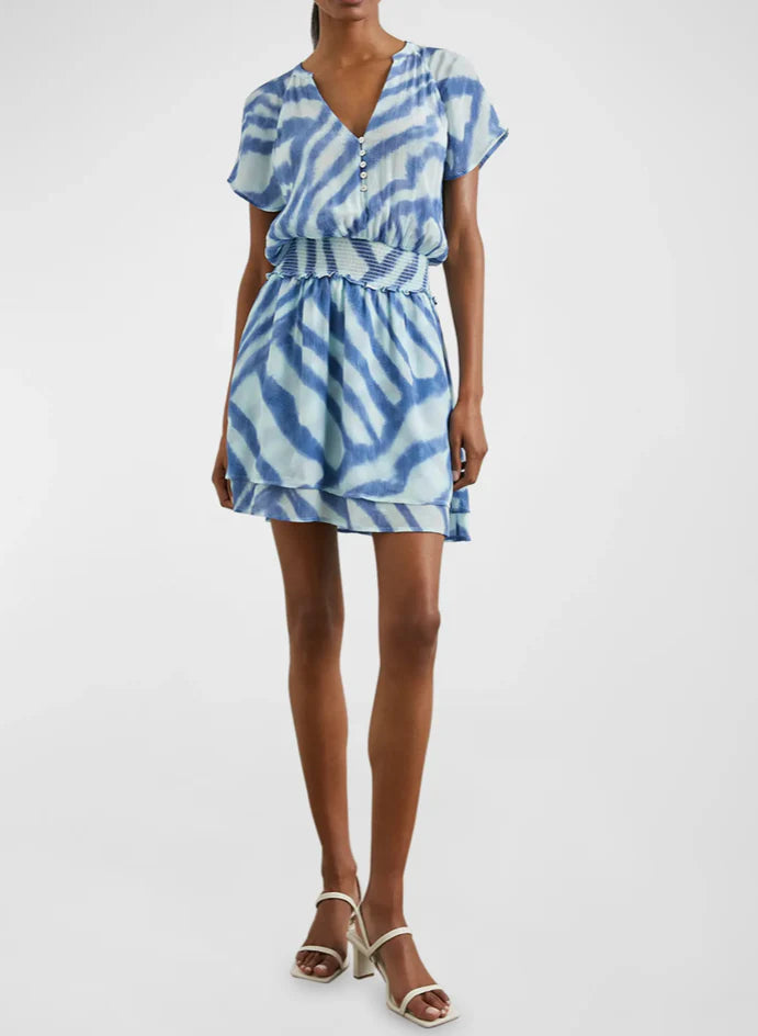 Karla Dress - Blue Watercolor Stripes