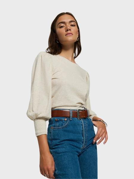 Loren Peasant Top - Heather Oatmeal