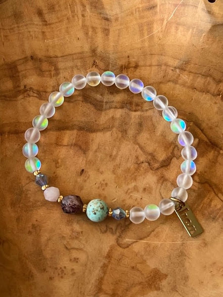 Alana White/Turquoise/Strawberry Moon Stone Bracelet