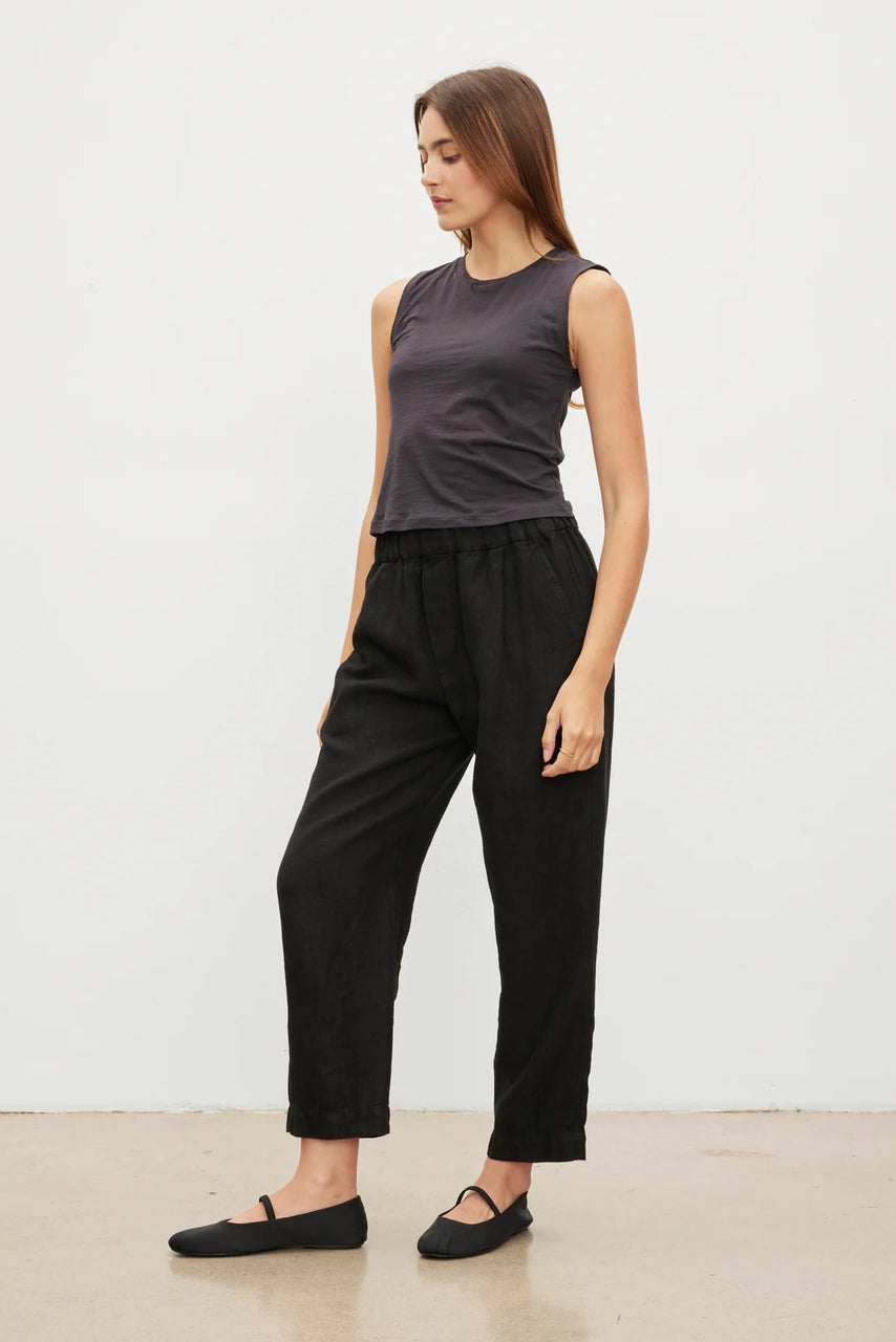 Jessie Heavy Linen Pant - Black