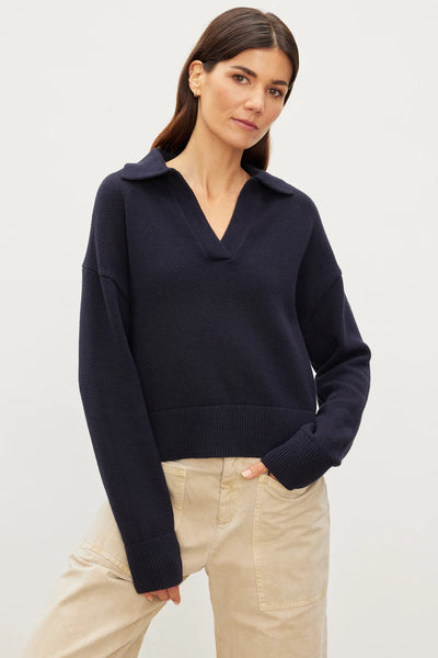 Lucie Cashmere Pullover Sweater- Navy