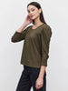 Wilda Slub Mutton Sleeve Top - Thicket