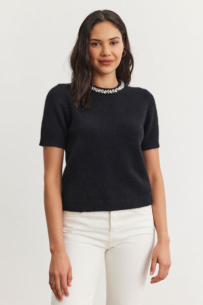 Layton Embellished Sweater- Black