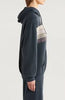 Wave 4 Stripe Relaxed Pullover Hoodie- Charcoal