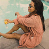 Poolside Smiley Terry Bathrobe- Terra Cotta