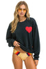 Heart Stitch Relaxed Crew Sweatshirt- Charcoal