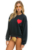 Heart Stitch Relaxed Crew Sweatshirt- Charcoal