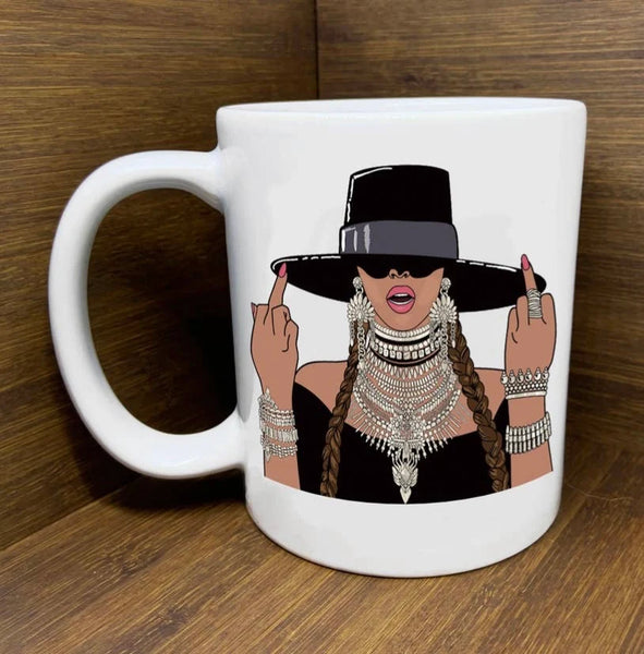Beyonce Middle Fingers Up Mug