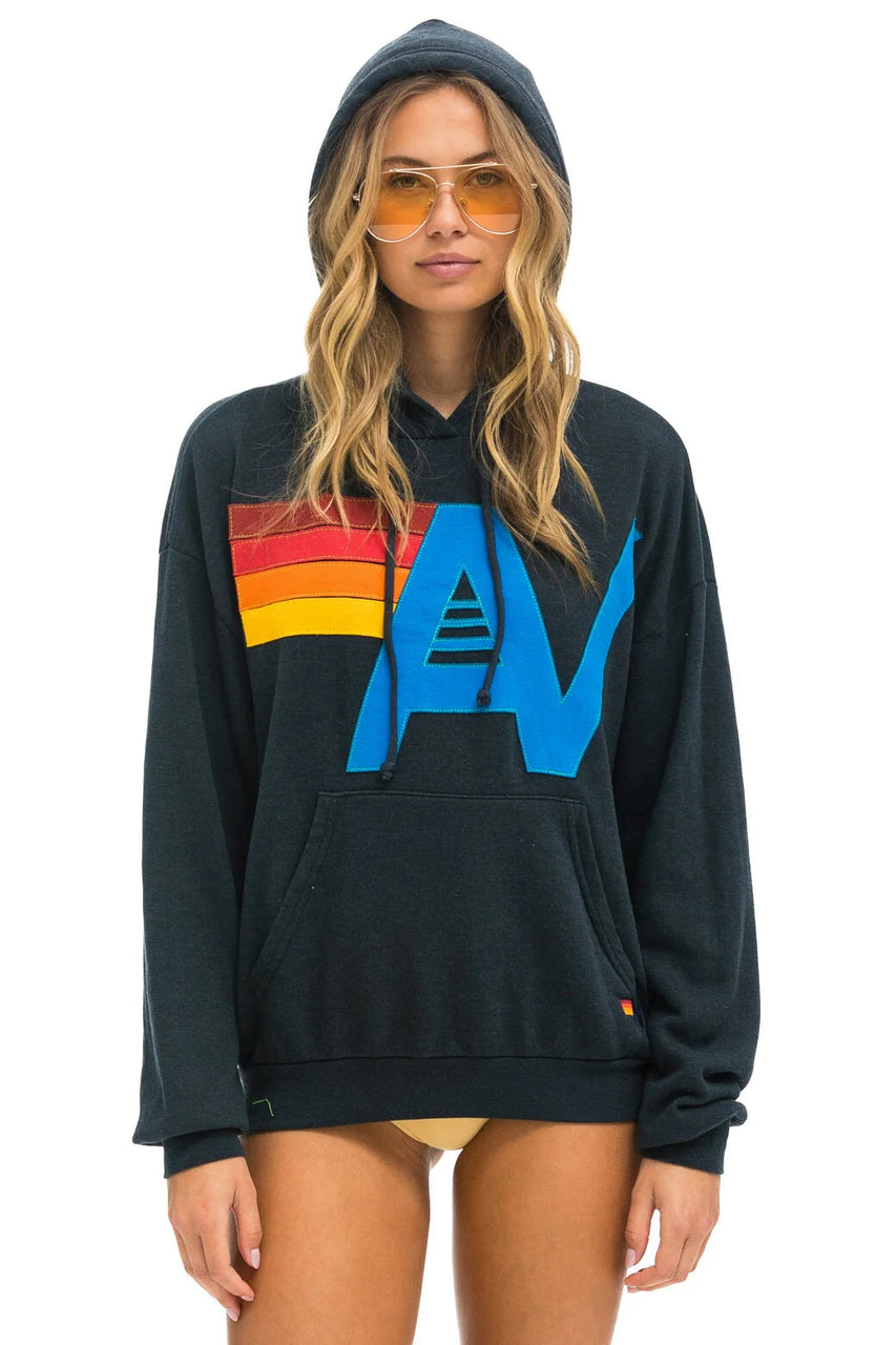 Logo Stitch Relaxed Pullover Hoodie- Charcoal