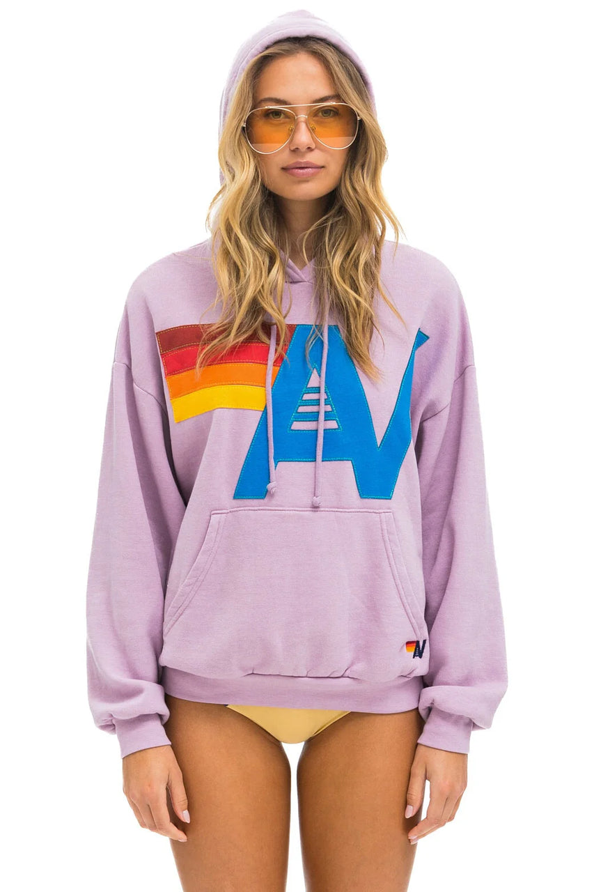 Logo Stitch Relaxed Pullover Hoodie- Mauve