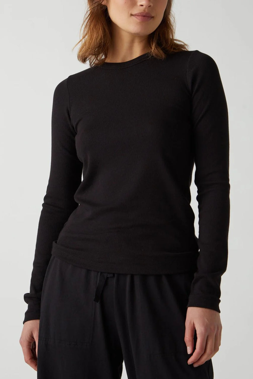 Camino Modal Rib L/S Top- Black